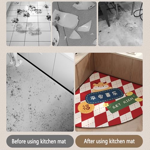Alfombra de cocina antideslizante con diseño de corazón lavable y muy absorbente de 120x120 cm 6