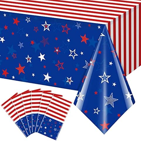 6Pcs Patriotic Tablecloths for Independence Day Cover