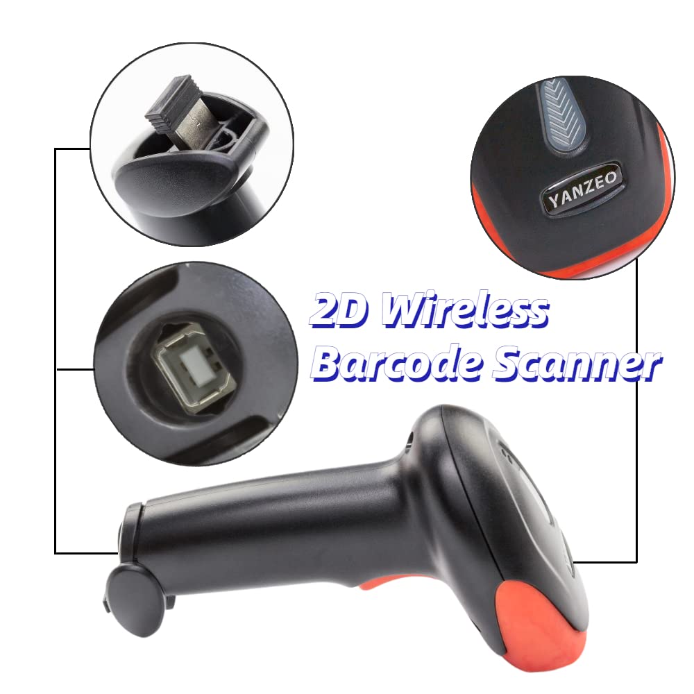 Yanzeo Scanner di codici a barre portatile USB wireless 2.4G Scanner di codici a barre 1D 2D QR Code Pos Laser Lettore di codici a barre