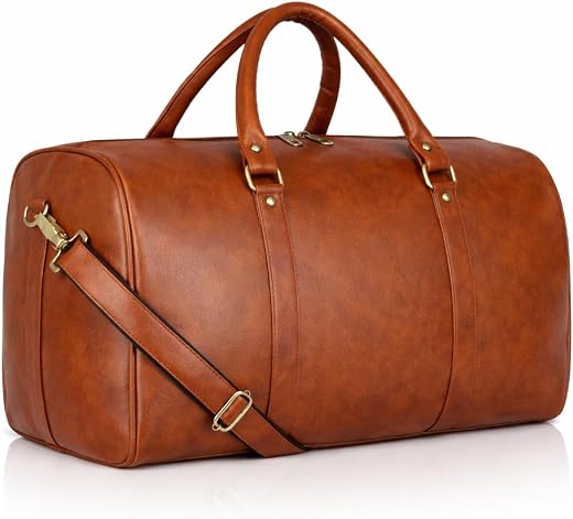 ZAINTO Unisex Duffel Bag for Travelling in Flight Latest Travel Faux Leather Duffle Bags for Men and Women (Tan)
