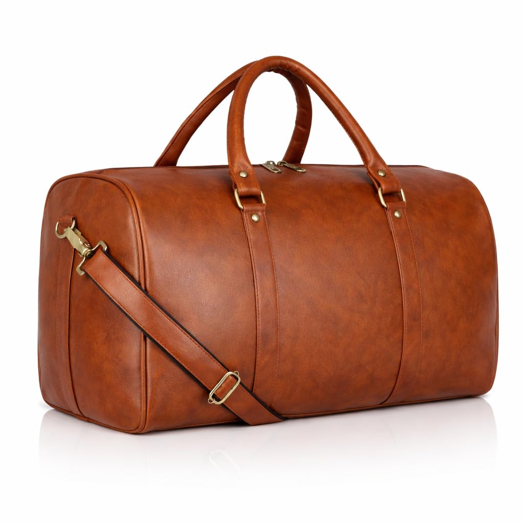 ZAINTO Unisex Duffel Bag for Travelling in Flight Latest Travel Faux Leather Duffle Bags for Men and Women (Tan) - Review, Price and Buying Guide