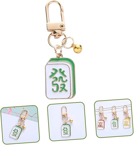 Miniatura 3 de SOIMISS Llavero Mahjong para decoración de dados, decoración de metal, llavero de Feng Shui, llavero de la suerte, colgante de Mahjong, llavero de