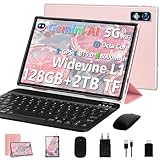2026 Neueste Tablet 10 Zoll Android Tablet,22GB RAM+128GB ROM/1TB TF, Octa-Core, 2.0GHz,5G+2.4G WiFi, BT 5.0, 8000mAh, Widevine L1,8+5MP, AGPS, 2 in 1 Tablet PC Mit Tastatur und Maus-Roségold