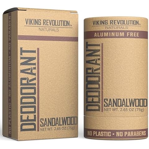 Viking Revolution Sandalwood Deodorant for Men - Deodorant Men Aluminum Free with Shea Butter and Tapioca Starch - Mens Deodorant Stain- Free and Baking Soda-Free - Natural Deodorant for Men (2.65oz) Cover
