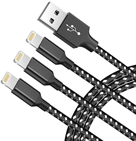 iPhone Charger Cable 3Pack 6FT/1.8M Lightning Cable Long Nylon Braided iPhone Charger Fast Charging & Sync iPhone Charging Cable Compatible with iPhone 12/11/ XS/XR/X/8/7/6/5/SE, iPad, iPod and More