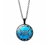 Vintage Moon Pendant Goddess Necklace Triple Moon Goddess Pentacle Pendant Amulet Necklace Key Locket Necklace Necklace