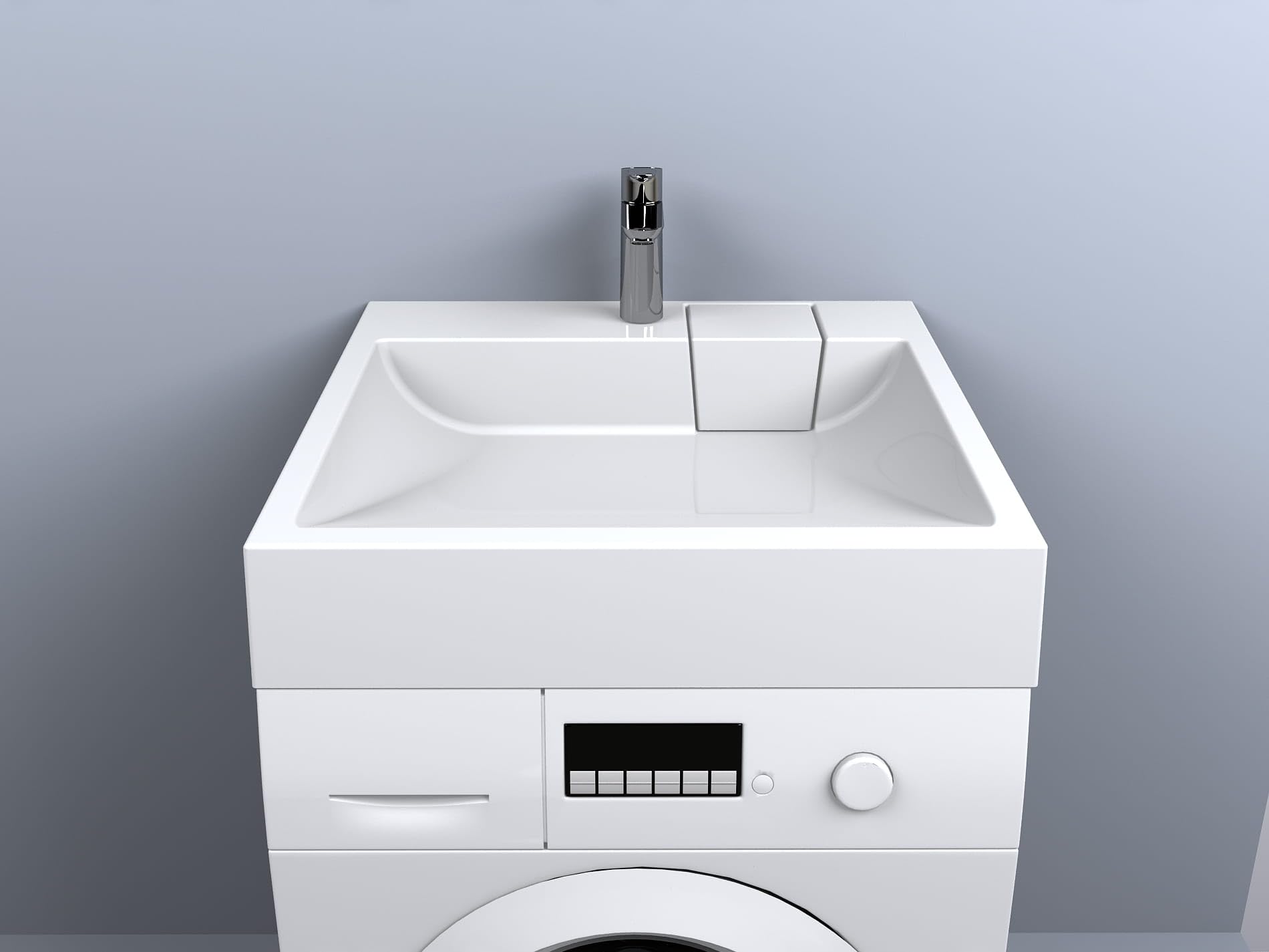 Lavabo de lavandería montado en la pared de piedra fundida