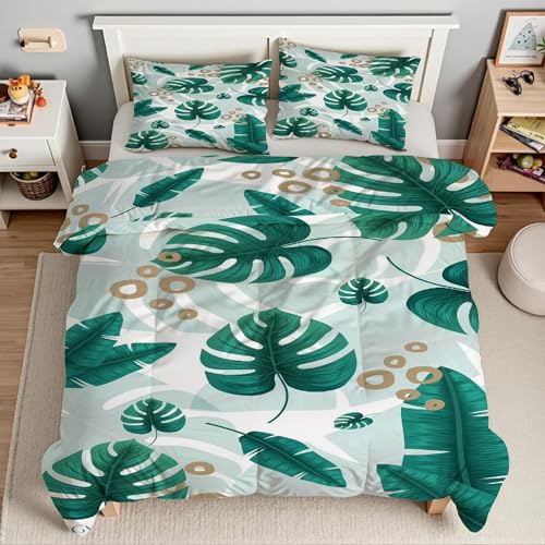 Housse de couette 200x200 vert feuille de tortue microfibre