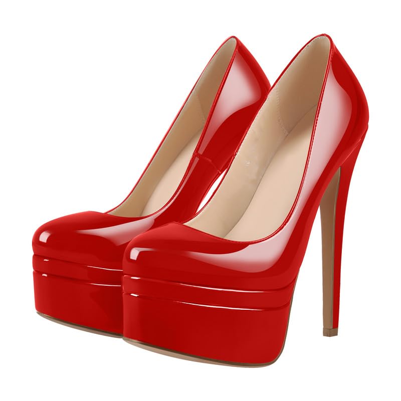MissHeel Mujer Plataforma Tacones altos con tacón de aguja lacado