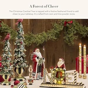 Mackenzie childs christmas cardinal tree with courtly check garland tabletop tree  urban country home decor