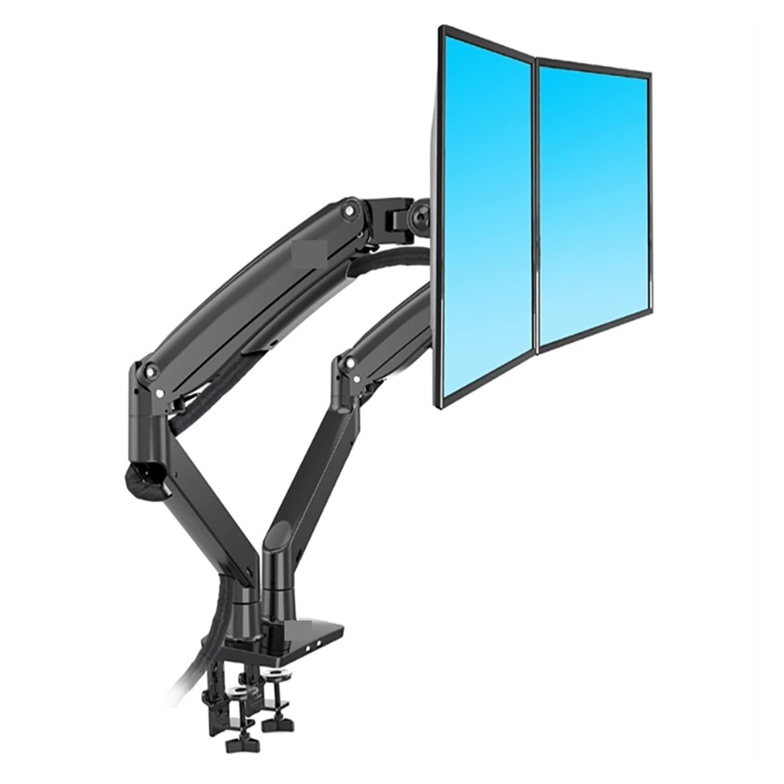 Aioneer Screen Stand, Aluminum 22-32 Inch Dual Lcd Led Monitor Mount Gas Spring Arm Full Motion Monitor Holder Support Load 3-12Kgs Each-Nero-1