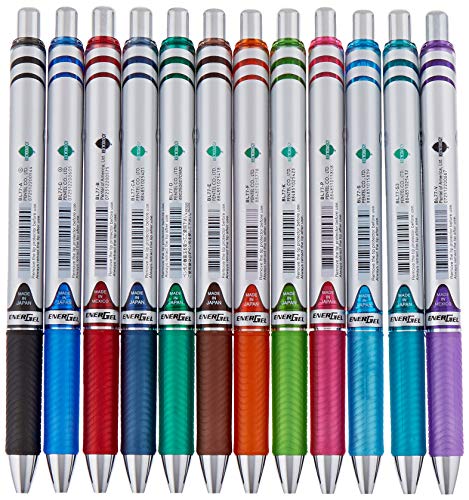 Pentel Gel Ink Pen, Energel Rtx Retractable (0.7Mm) Medium Point, Assorted Gel Ink Colors, 12 Pk (Bl77Bp12M) #TOP2