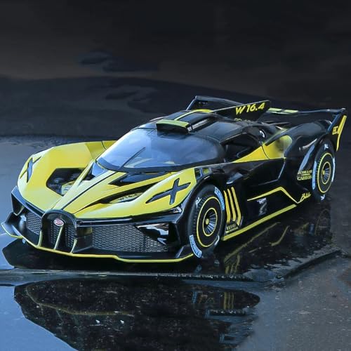 Image of 124 Diecast Metal Toy Car Bugati Bolid Sport Diecast Car for Kids Light Sound Pullback Openable Door
