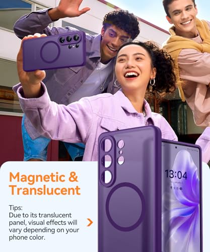 Image of CANSHN Designed for Samsung Galaxy S26 Ultra Case (6.9 inch), Upgraded [Full Camera Protection] [Compatible with Magsafe] [Translucent Matte] Shockproof Protective Phone Cover, Deep Purple