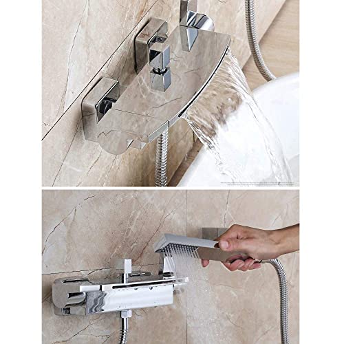 Robinet de baignoire cascade mural avec douche à main pour eau chaude et froide