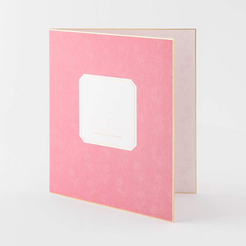 Midori 33282006 Colored Shikishi Bifold with Seals and Envelopes, Translucent, Pink