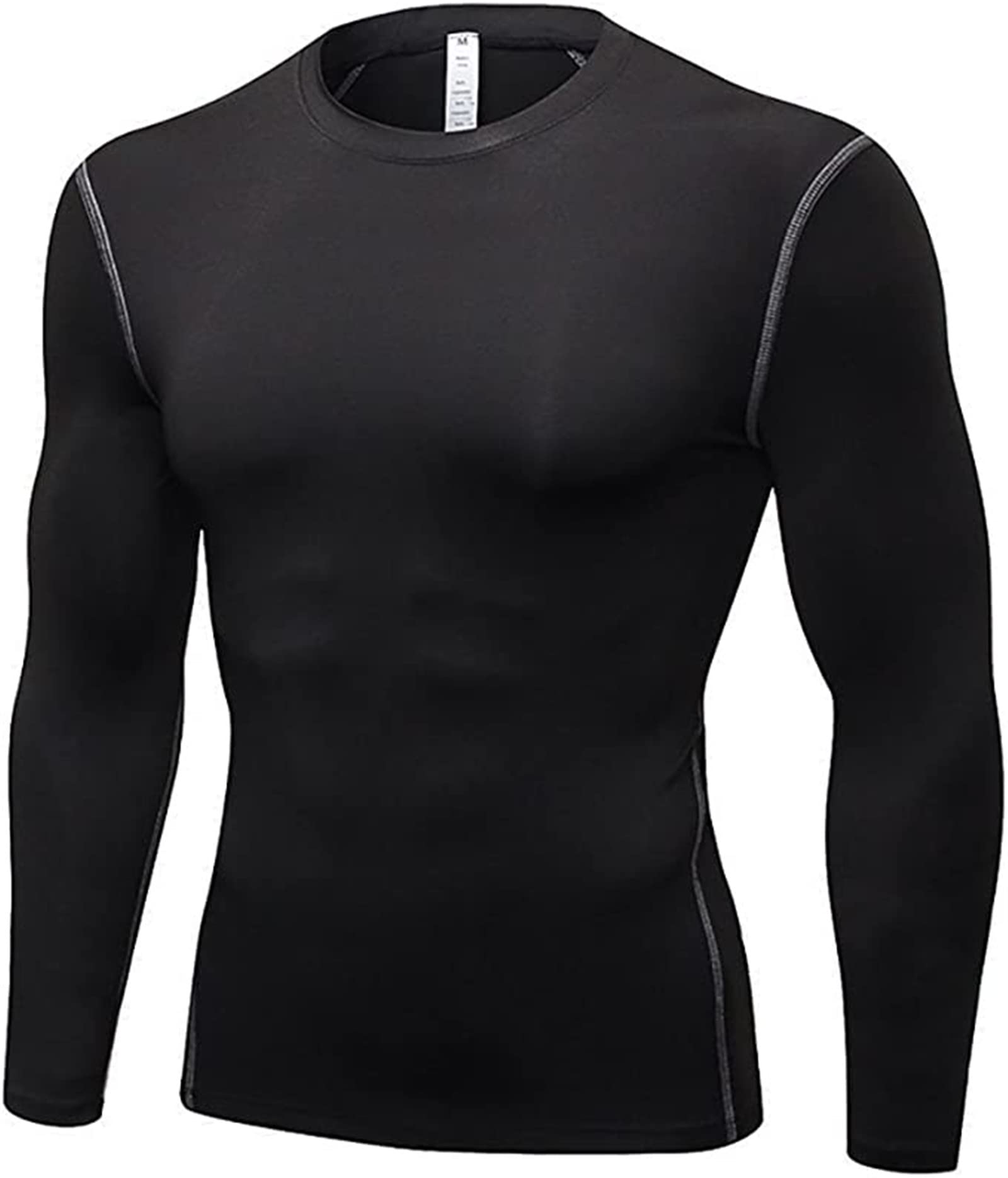 SANANG Pack de 3 Camisetas de Compresión para Hombre, Camisetas de Manga Larga de Secado Rápido para Correr