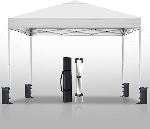 Miniatura 15 de Tienda de campaña desplegable, toldo instantáneo, protección solar portátil para exteriores (Azul claro, 10x10 con paredes laterales)