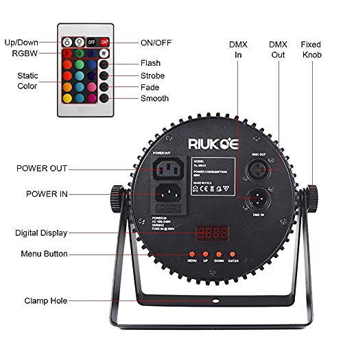 Riukoe Stage Light Led Par Aluminum Cast Fanless Accent Light Dmx Rgbw 96W Dj Lights Sound Activated Powerful Slimpar Led Wash Uplighting For Church,Wedding,Clubs,Theater #TOP5