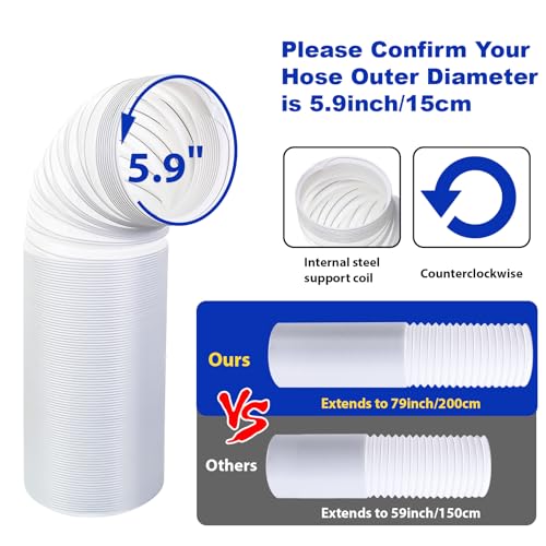 Estoder Upgrade Portable Air Conditioner Window Vent Kit with 5.9Inch Exhaust Hose (79Inch Length), Adjustable Window Seal with Coupler for Portable AC Unit in Sliding Horizontal & Vertical Windows by Estoder - Image 3