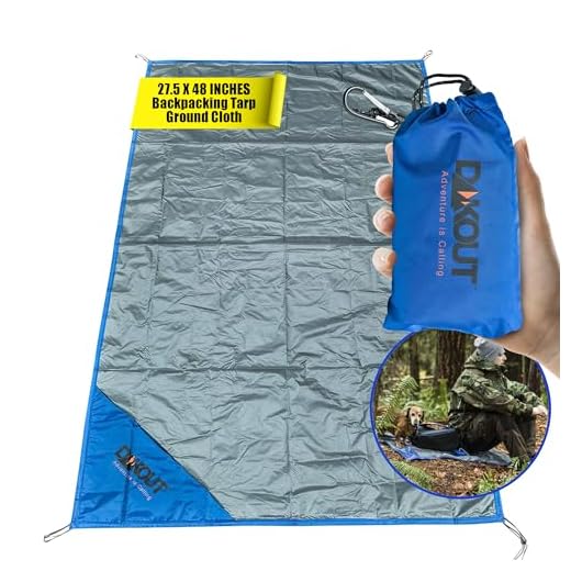 Ultralight Backpacking Tarp Ground Cloth 27.5 x 48 Inches Waterproof Mini Pocket Blanket Compact Packable Groundsheet Hiking Gear for Two Pouch and Carabiner