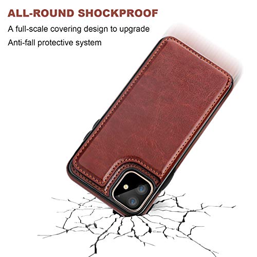 Capa carteira para iPhone 11 com suporte para cartão, OT ONETOP de couro PU com compartimentos para