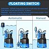 FOTING 1.5HP Sump Pump Automatic & Maunal Mode,with Float Switch, 5000GPH Big Flow Clean & Dirty Submersible Water Pump, 16FT Electric Utility Pump for Pool Draining Hot Tub Garden Basement