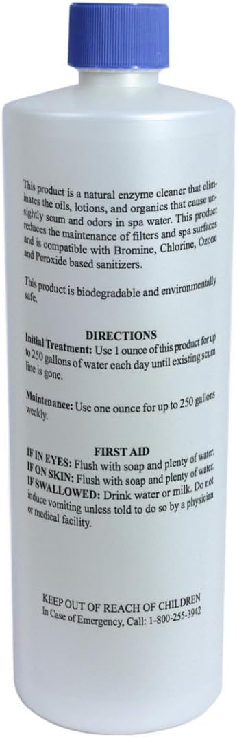 SpaChoice 1-Quart 4-Pack Premium Hot Tub Enzyme Clear, Spa Clarifier Hot Tub, Made in USA