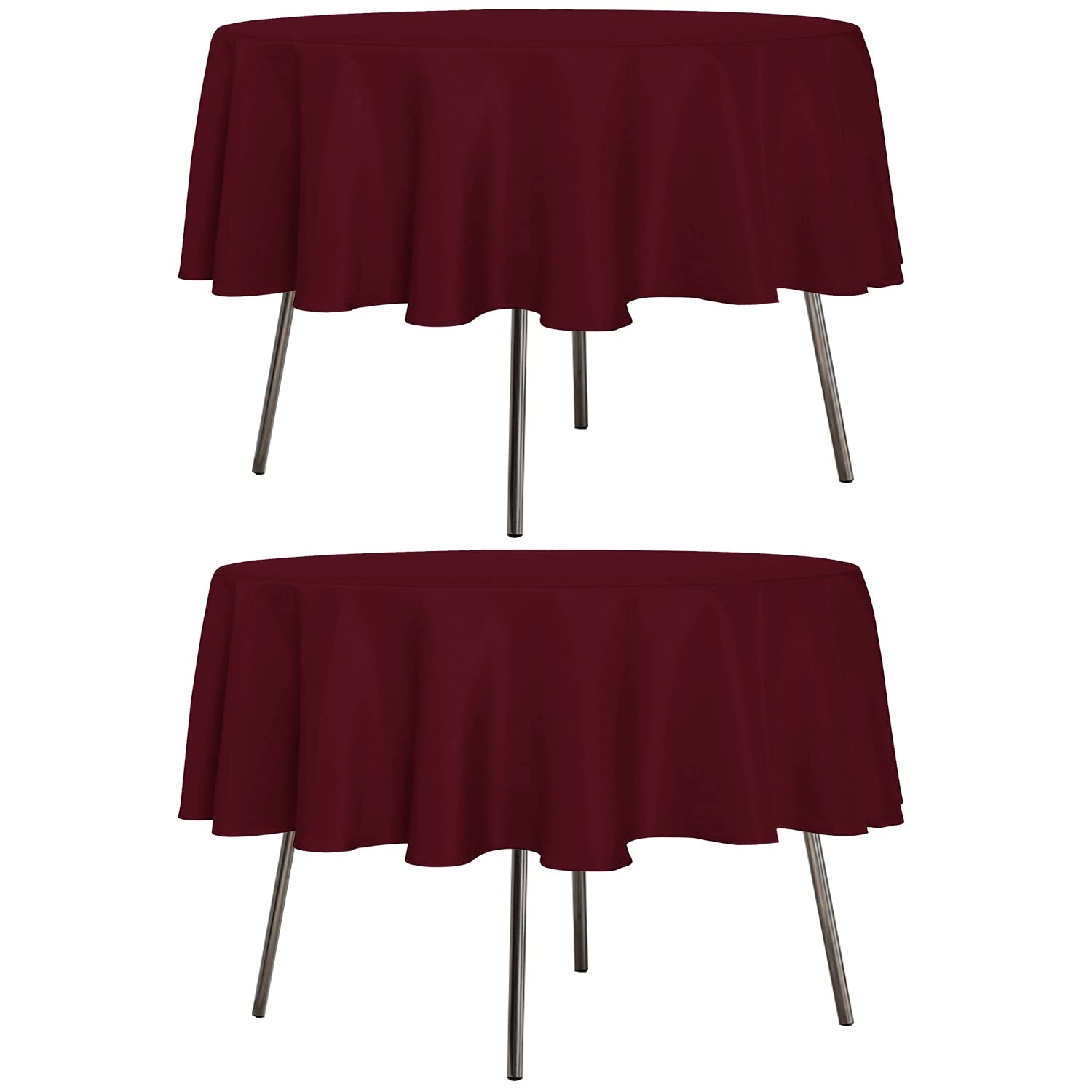 sancua 2 Pack Round Tablecloth 60 Inch Burgundy Table Cloth for Dining
