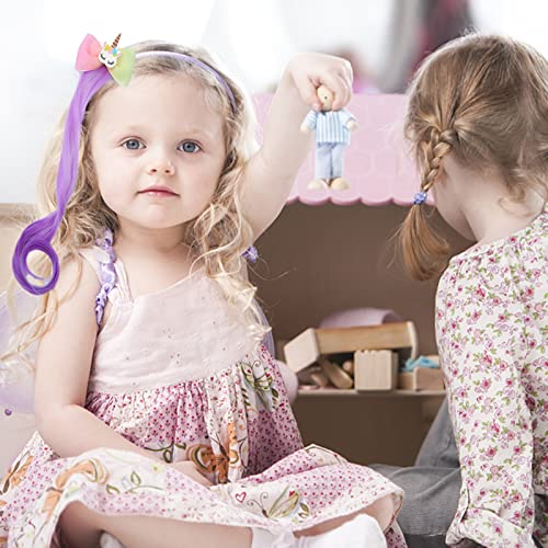 6 Pieces Unicorn Bows Hair Clips Hair Extension For Girls Colorful Bow Hair Clips Wigs Cute Unicorn Hair Braided Extension Barrettes For Kids Girls Toddler Princess Costume Dress Up Hair Accessories #TOP3