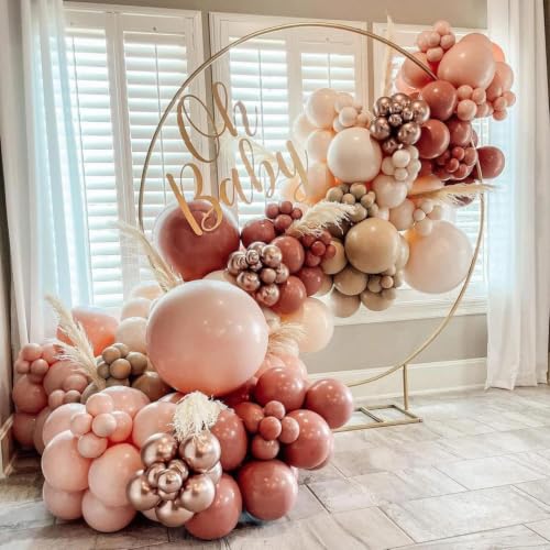 Image of Dusty Pink Brown Balloon Garland Nude Tan Pink Rose Gold Double Stuffed Dusty Rose Mauve Blush Beige Balloon Arch Kit for Baby Shower Birthday Bridal Wedding Graduation Party Decorations