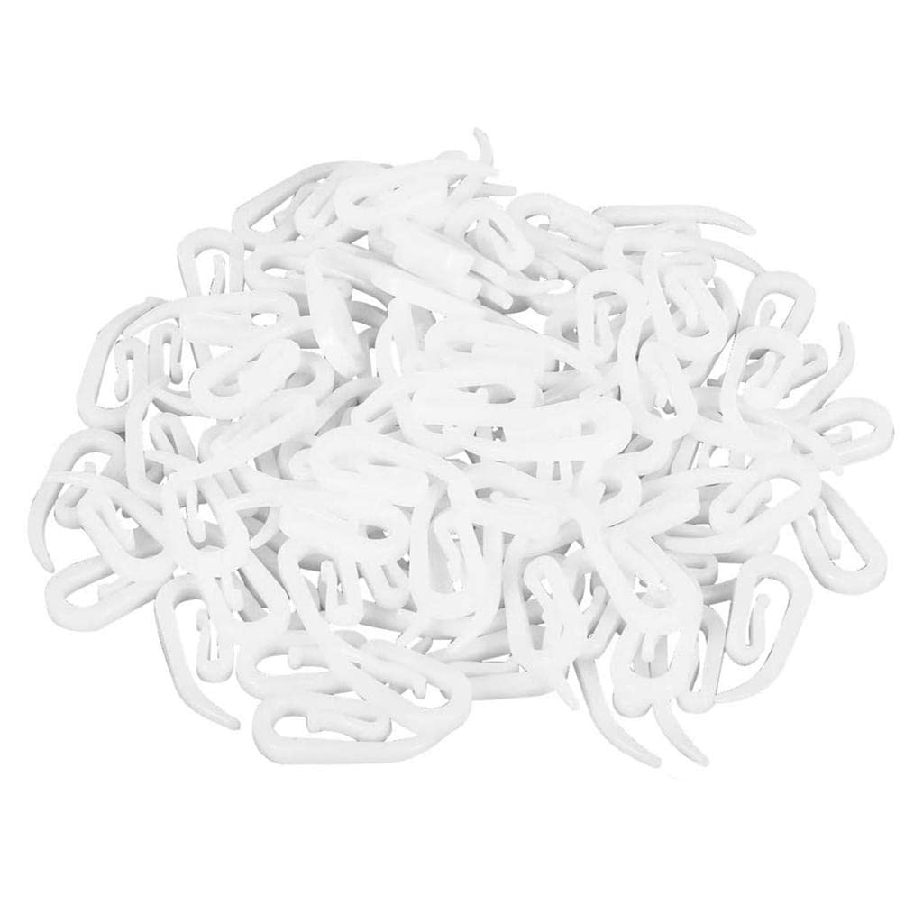 Primes Diy White Plastic Curtain Hooks For Door Curtain, Window Curtain, Pack Of 100