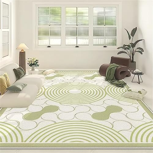 Tapis doux vert 120x180cm à rayures abstraites et sol résistant