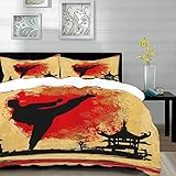 MANJIMAA Bettbezug 3-teiliges Bettwäsche-Set mit 2 Kissenbezügen, BJJ Taekwondo Karate Sports Recreation Strong Martial Belt Judo Fight Design,Weiche Mikrofaser-St,Teenager, Erwachsene mit