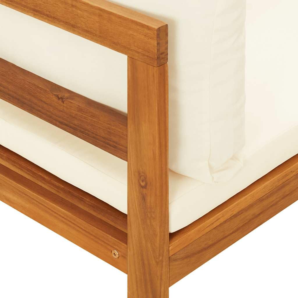 vidaXL Divano Angolare con Cuscini Bianco Crema in Massello di Acacia