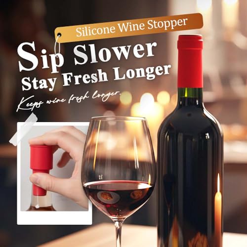 Image of Silicone Wine Stopper for Wine Bottles, 2025 New Wine Stoppers for Wine Bottles, Seal Bottle Cover for Beer Champagne, Glass Bottle Sealer Covers Wine Stoppers for Home Use (4, No Handle)