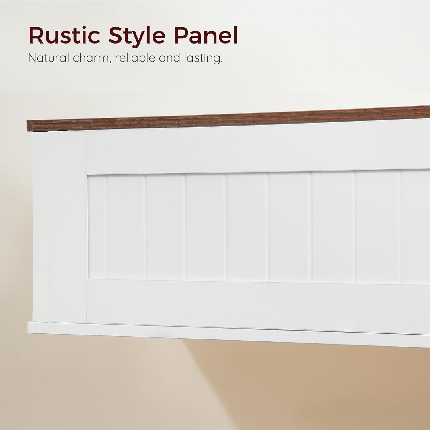 Farmhouse Floating TV Stand with Power Outlet, Wall Mounted Entertainment Center with Doors, Media Console Cabinet with Storage, for Living Room, Bedroom, White and Walnut TVBZ401E01 - Image 8