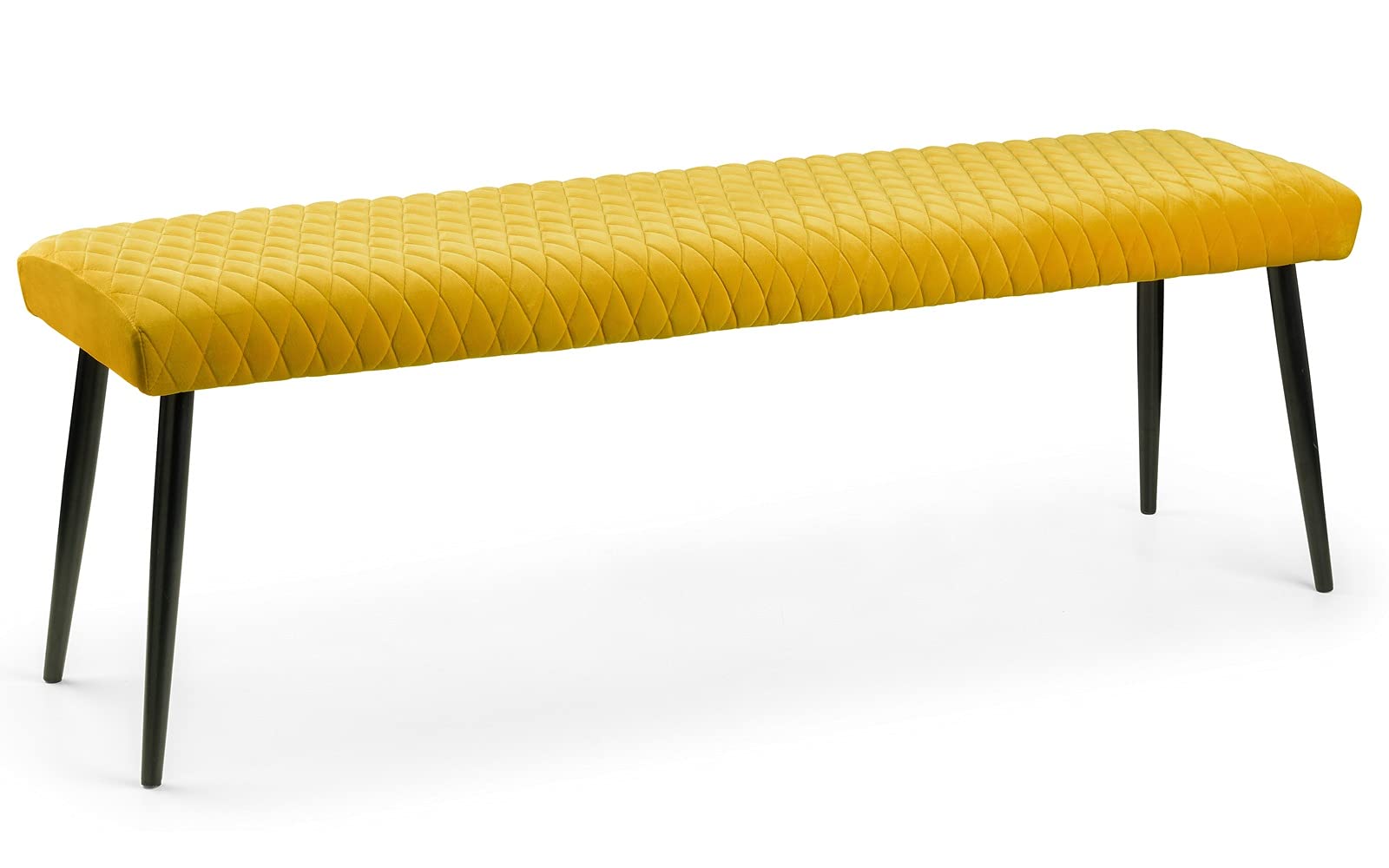 Julian Bowen Luxe Low Bench, Mustard,Height: 47, Width: 140, Depth: 37cm