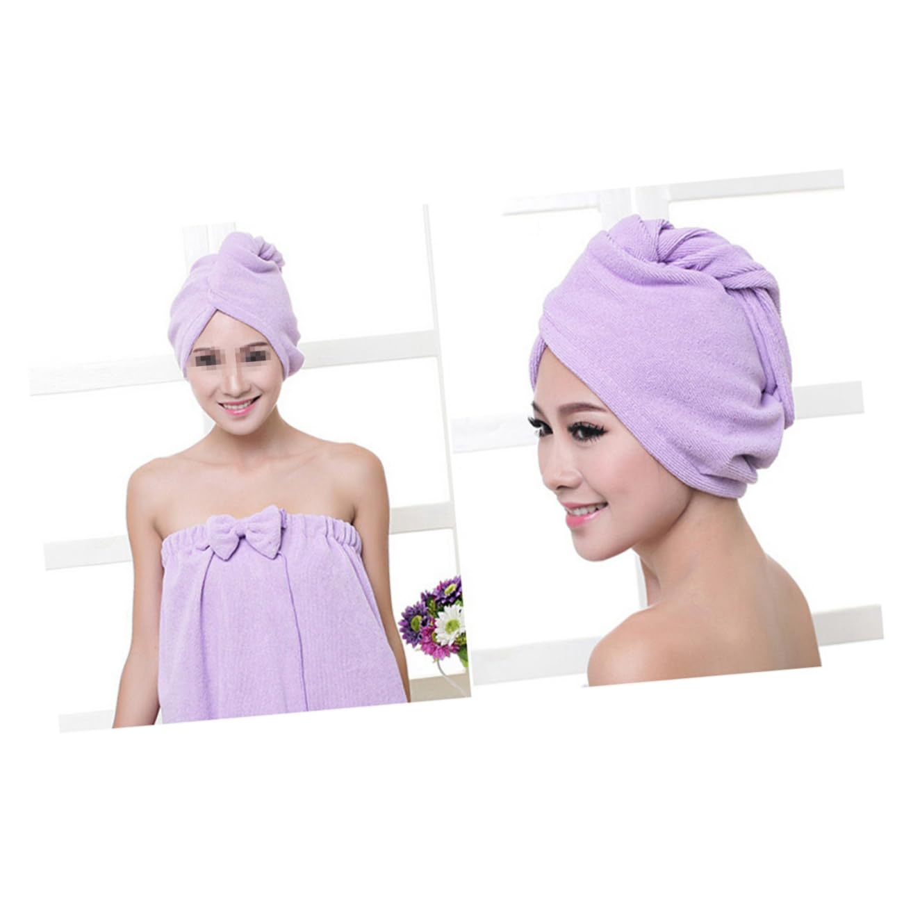 Ipetboom 2pcs Fast Drying Hair Caps Microfiber Towel Shower Caps Non Slip Quick Drying Wraps Purple Lightweight Each for Home Gym and Travel Use