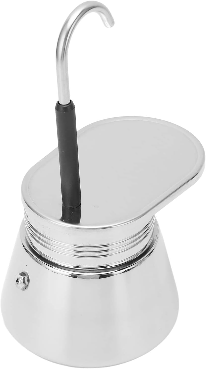 RASTKY Stainless Steel Single Spout Mocha Pot Hand Pour Latte Classic Coffee Maker Pot for Home Office Camping (200ml)