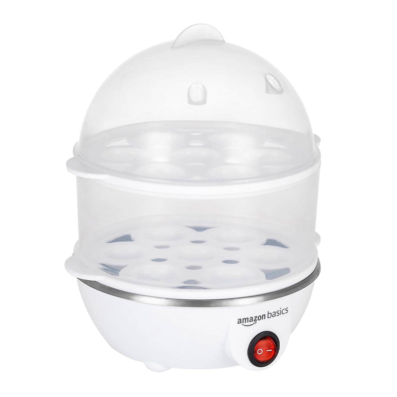 amazon basics Double Decker Plastic Egg Boiler | Stainless Steel Heating Plate | Measuring Cup | Compact | Dishwasher Safe, 500 ml-picture-27
