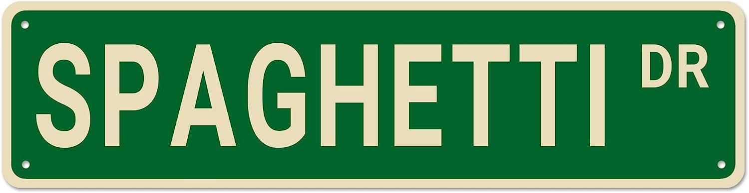 Gqwjksz Metal Tin Sign 7 Metal Sign Spaghetti Dr Retro Tin Signs Art Plaque For Bedroom Kitchen Garden Wall Bar Club Coffee Hanging Poster Home Decor 4X16 Inch