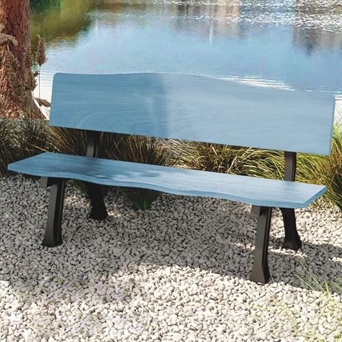Banc de jardin en fonte d'aluminium et bois bleu 120cm