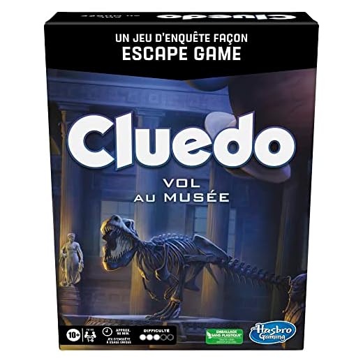 Hasbro Gaming Cluedo Vol au Musée, Jeu de Mystère Façon Escape Game, Jeux de Famille Coopératifs, à Partir de 10 Ans, 1 à 6 Joueurs, Jeux de Société pour Noël, Idée Cadeaux pour Enfants
