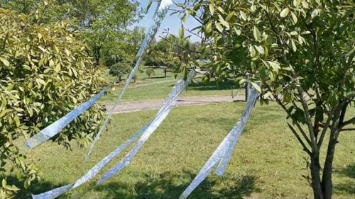 Image of Bird Scare Tape Ribbon | 5cm x 150 feet Rolls | Double Sided Reflective Ribbon | Keeps Birds Away for House, Garden, Outdoor Spaces (Diamond Prism)