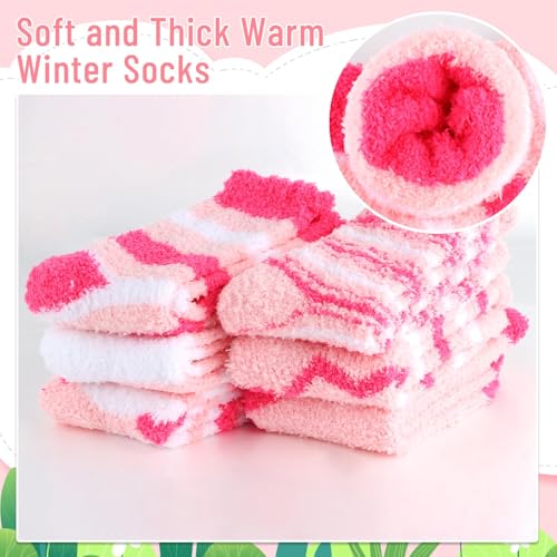 Image of SAIWEILAI ONLINE 7 Pieces Christmas Fuzzy Socks Gift Set:6 Pair of Soft Cozy Warm Socks with Christmas Gifts Box for Women