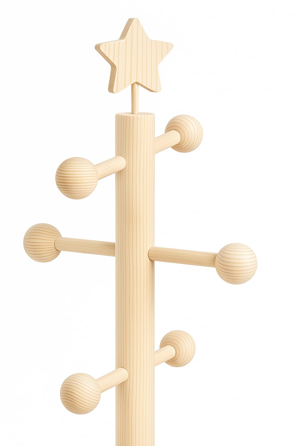 GRECA Perchero infantil. Percha árbol. En madera en crudo, para pintar. Decoración y manualidades. Medidas: 30 * 30 * 120 cms.
