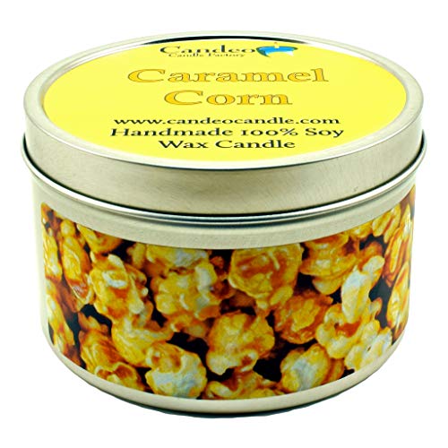 Caramel Corn, Fall Scented Soy Candle Tin (6 oz), Autumn Candle