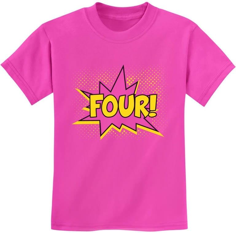 Tstars 4th Birthday Shirt for Boys - Comic Book Four! Graphic Tee for Toddler & Kids Party Outfit