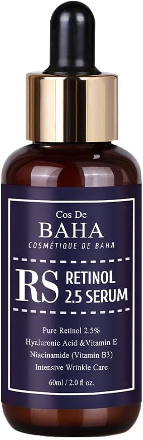 Cos De BAHA RS Retinol 2.5% Vitamin E 2.0 fl oz (60 ml) Beauty Serum, Glossy